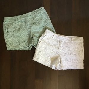3/$15 LOT of 2 LOFT Lace 4" mint green & white shorts 6